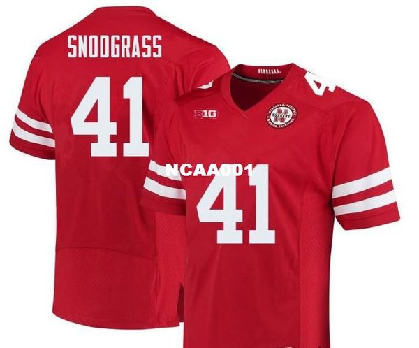 

2019 new мужчины nebraska cornhuskers garrett snodgrass # 41 реальный полная вышивка колледжа джерси размер s-4xl или обычая любое имя или н, Black;red