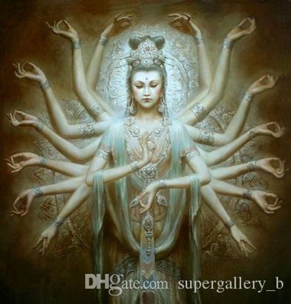 

dunhuang kwan-yin thousand-hand godness handpainted portrait oil painting wall art home decor on canvas multi sizes p131