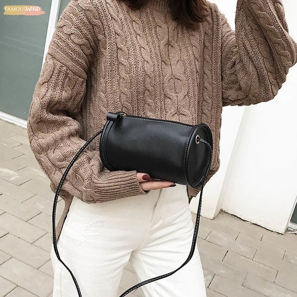 

new arrival 1 pcs women mini crossbody bag classic lady pu leather cylinder round shoulder bags