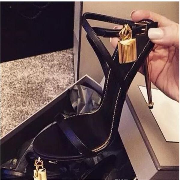 

06lady высокие каблуки сандалии женщин обувь партии гладиатор сандалии открытый носок сандалии металла способа блокировки сандалии, Black