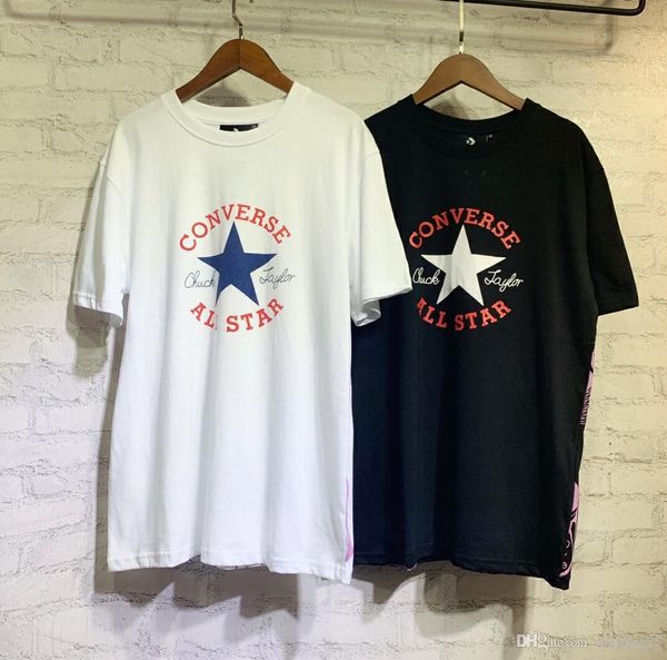 

style 19 same style cv all-star t-shirt short sleeve overseas limited edition fashion concise black and white two-color m-2xl, White;black