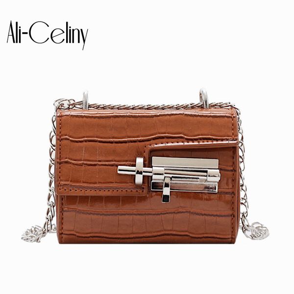 

original design 2020 new fashion messenger bag student joker chain bag crocodile pattern square