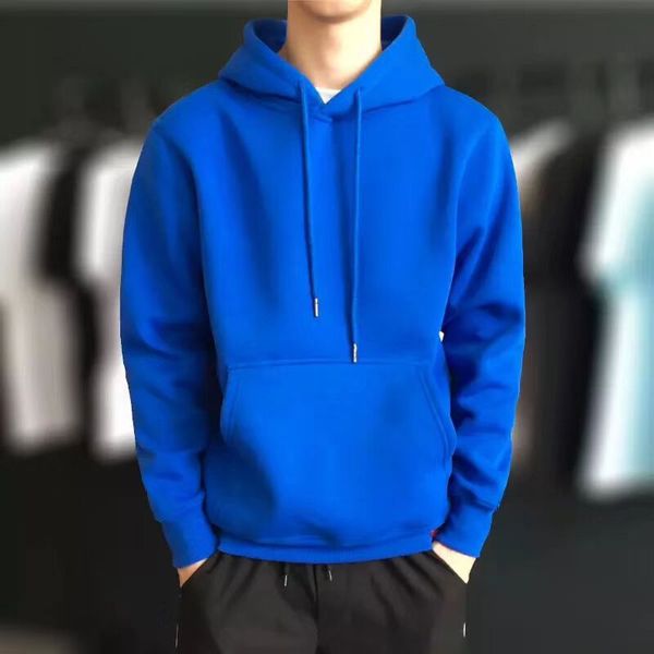 

2019 autumn and winter casual men's wear color men's pullover hoodie customizable printed logo blank hoodie, Black