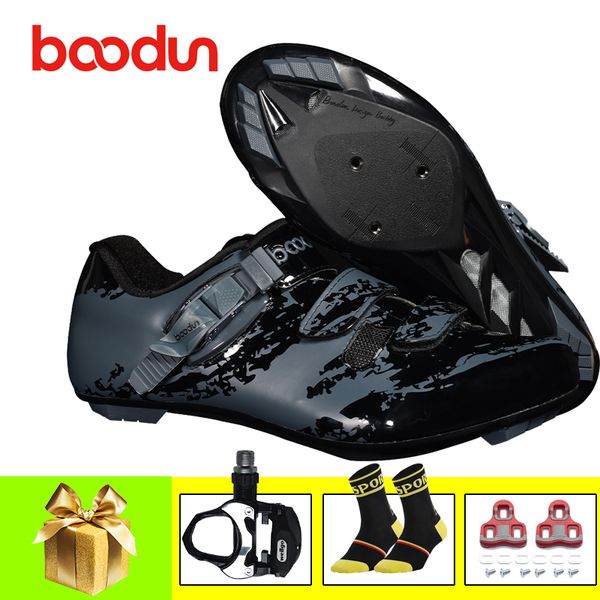

boodun sapatilha ciclismo pro cycling shoes road men women ultralight self-locking bicycle riding bike outdoor cycling sneakers, Black