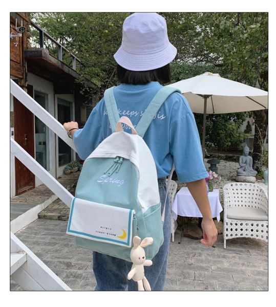 

new 2020 simple fashion schoolbag cute printed alphabet bag backpack canvas
