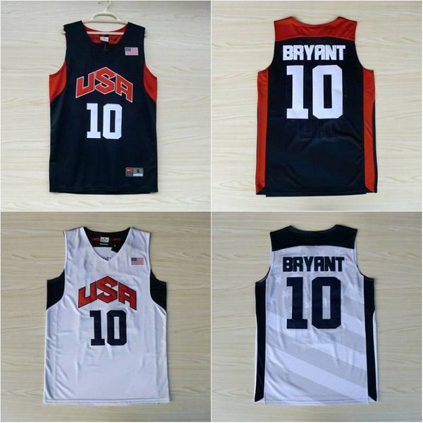 

10 KobeJersey баскетбольная Майка сшитая USA Dream Team Jersey 10 Bryant сине белая рубашка с коротким рукавом