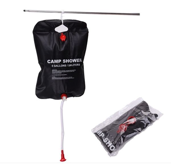 

50pcs/lot 20l/5 gallons outdoor shower bag foldable solar energy heated pvc water bag camping travel hiking climbing picnic wate