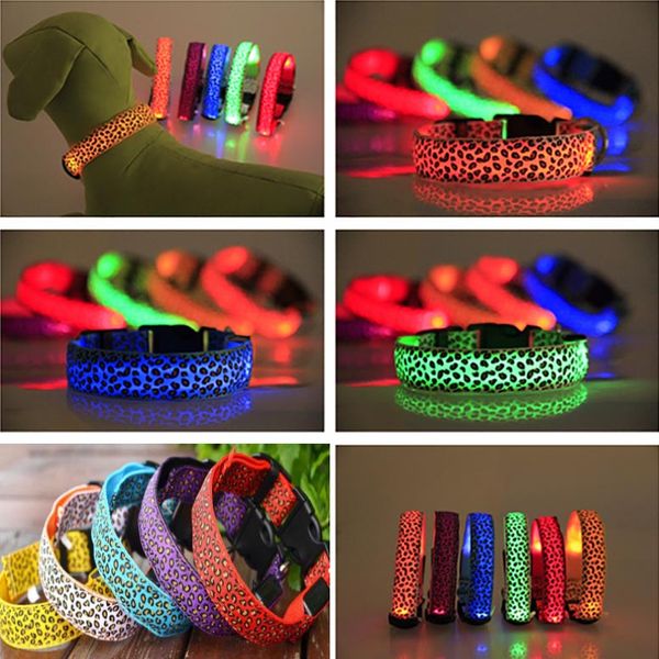 

led glowing dog collars necklace leopard flashing spotted dot lines pet cat collar fluorescence trends pet supplies christmas gift hh7-1941