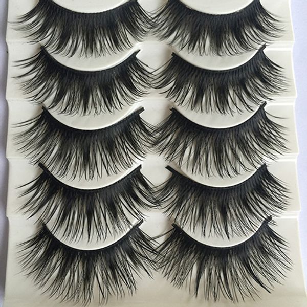 

5 pairs long thick eye lashes extension cross makeup tool false fake eyelashes
