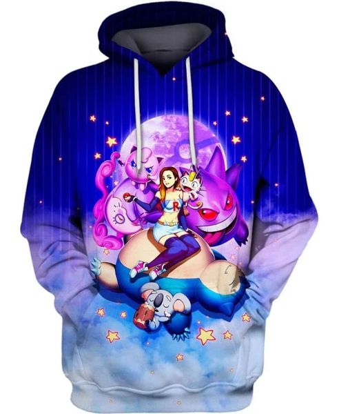 

2020 fashion anime sleepy poketrainer gibi 3d hoodies/sweatshirt winter autumn long selvee harajuku hoodies top, Black