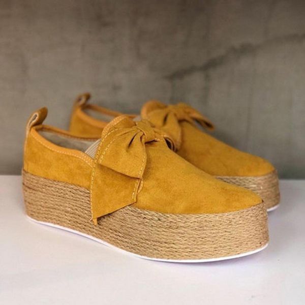 

loozykit 2019 solid women flats platform shoes slip on casual canvas shoes bow knot thick bottom mujer lazy loafers espadrilles, Black
