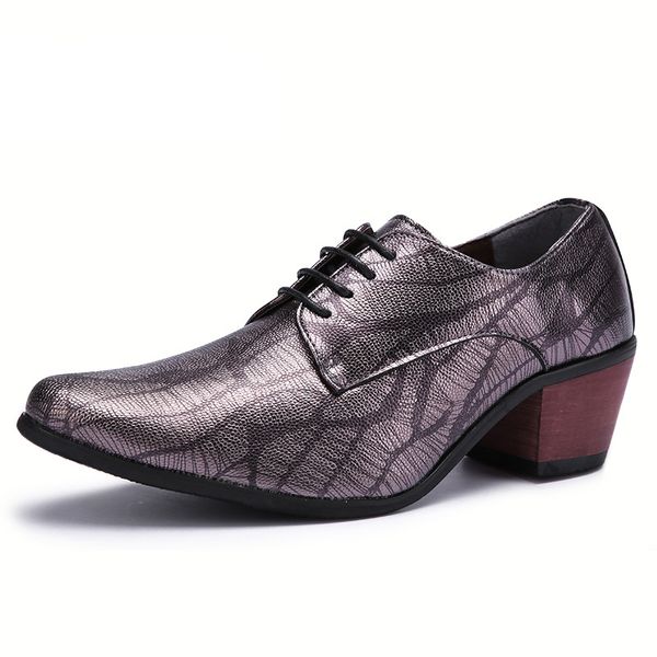 

YIXI Brand Men's Shoes Wedding Genuine Leather Fashion Pointed Toe Crocodile Pattern 2020 Men High Heel Dress Shoes