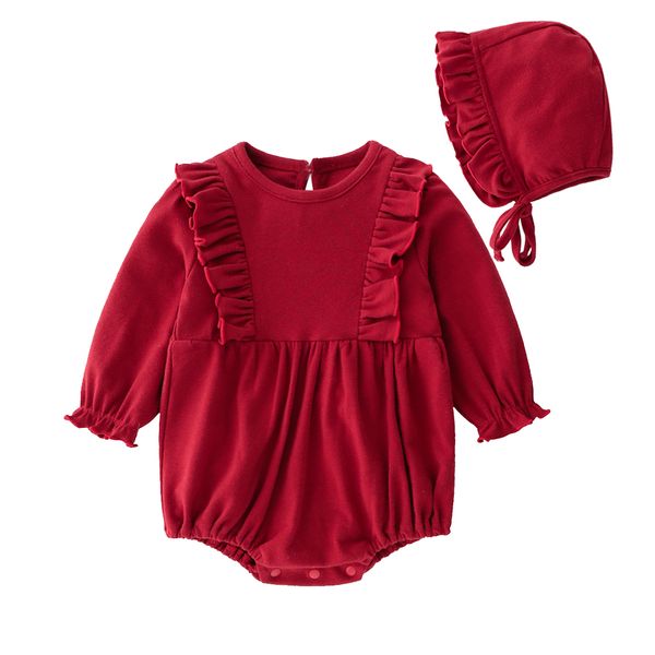 

princess baby girls bodysuit stringy selvedge long sleeve infant girl one-piece clothes jumpsuits cute bodysuits + hat, Blue