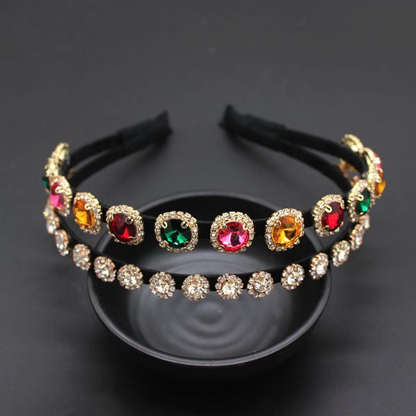 

baroque rhinestone double headband korean version of the trend headband two layers full of geek temperament 914, Golden;white