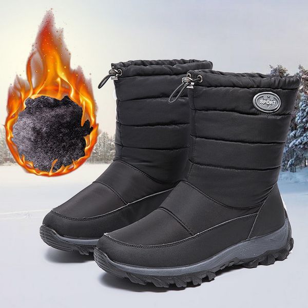 

2020 new winter snow boots women non-slip female boots fur warm ankle for women down waterproof booties girls botas mujer, Black