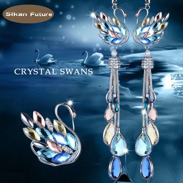 

sikan,car double-sided crystal swan pendant ornament gift delicate beautiful