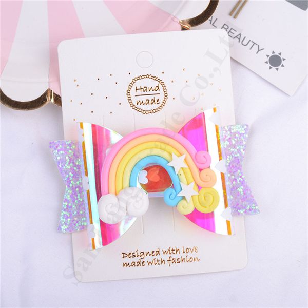 

mermaid sequin the rainbow kids barrettes trendy colorful bowknot hair pin baby girls lovely hair clip with tags hair accessories a121905, Slivery;white