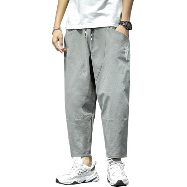 

cotton men's harem pants soft comfortable harajuku solid color letter printed casual pants loose wide leg men, Black