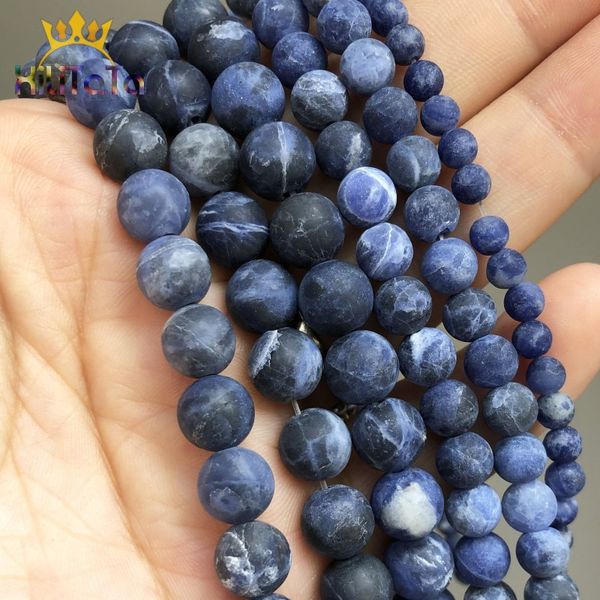 

dull polish matte old blue sodalite stone beads natural beads for jewelry making diy bracelet accessories 15inches 4/6/8/10mm