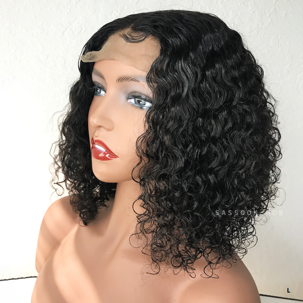 

short curly bob wigs 150% lace front human hair wigs with baby hair 13*4 plucked remy brazilian lace sassoon bob, Black;brown