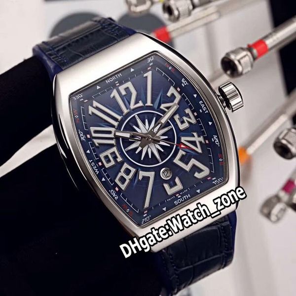 

новый saratoge v45 sc dt yachting og стальной корпус автоматическая мужские часы синий циферблат дата синий кожаный / каучуковый ремешок час, Slivery;brown