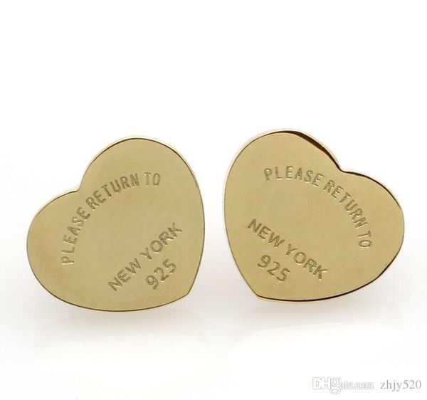 

из нержавеющей стали в форме сердца серьги стержня для женщин моды подлинных ювелирных изделий из розового золота / серебро / золота серьги, White