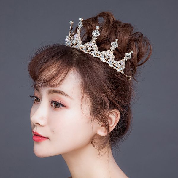 Chiesa tiara della sposa alla moda edizione coreana in edizione d'acqua ad abbondanza si sposa il regalo di gioielli a cerchio per capelli in lega di lavoro a corona popolare