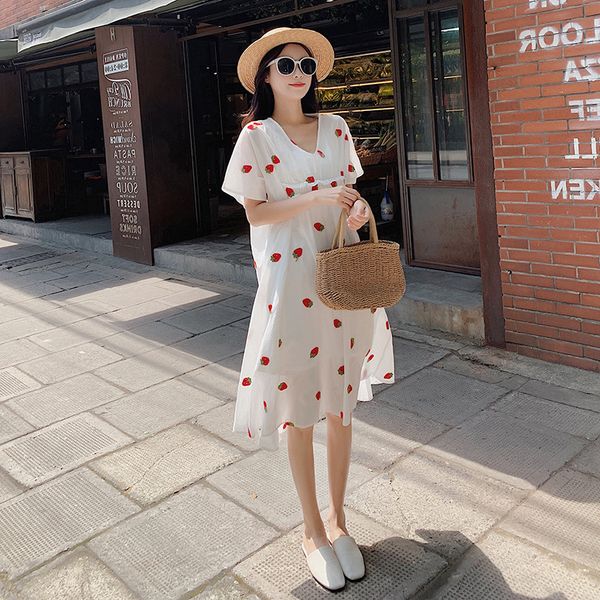 

afei tony 2019 women maternity dresses mother pregnancy dress short sleeve v neck pregnancy summer sundress pregnant dress, White