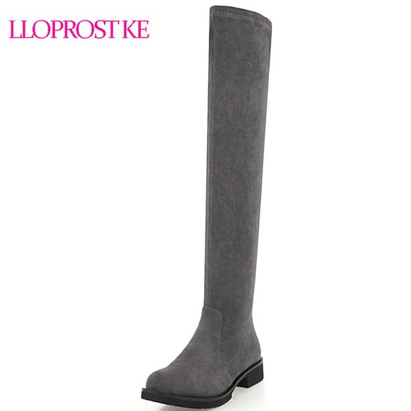 

lloprost ke new women boots fashion over the knee boots low heel round toe long woman shoes black size 33-46 d295