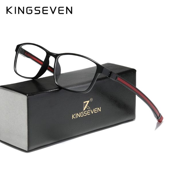 

kingseven tr90 glasses frame men ultralight square myopia prescription eyeglasses 2020 metal full optical frames eyewear, Black