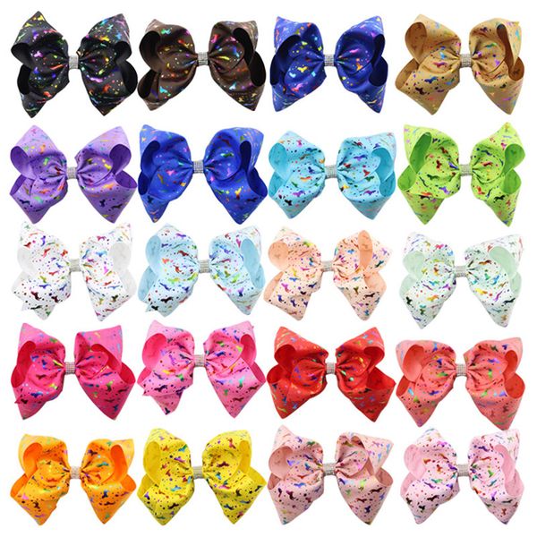

pcs baby beautiful hairpins girl unicorn pattern ribbon flash drilling bow clips boutique hairclips children hair accessories, Slivery;white