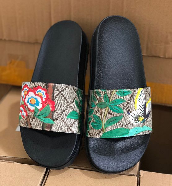 

горячая распродажа - резиновые слайд сандалии мужчины шлепанцы тапочки женщин цветет цветок полосатый причинно-следственная обувь тапочки пл, Black