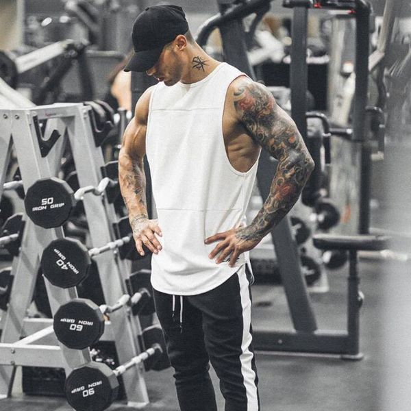 

обычная gym одежда летняя фуфайки мужские топы без рукавов майка для бодибилдинга оборудование фитнес мужские mesh стрингер tanktop customiz, White;black