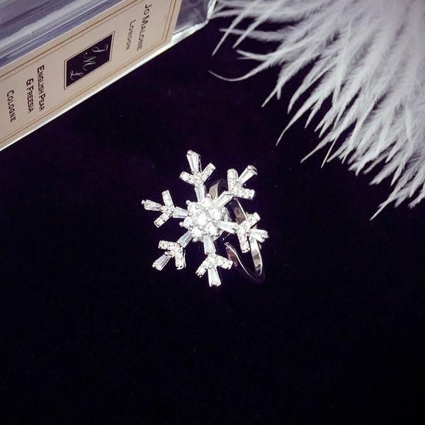 

rotating snow crystal windmill opening ring korean fashion student index finger net red tide ring female, Golden;silver