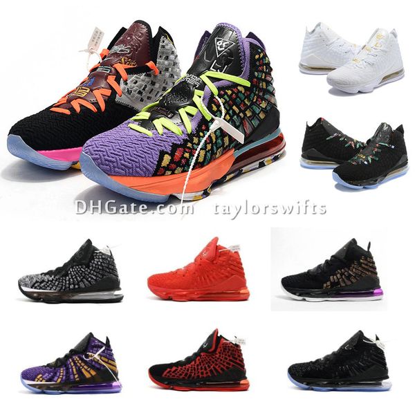 

james mens basketball shoes equality oreo bred lebron 17 battleknit designer cushion baskets sports sneaker men trainers size us4-12 taylors, Black