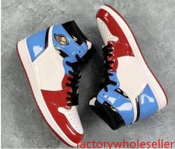 

1 high og fearless red blue men basketball shoes 1s rookie of the year pine green court purple unc chicago trianers with box