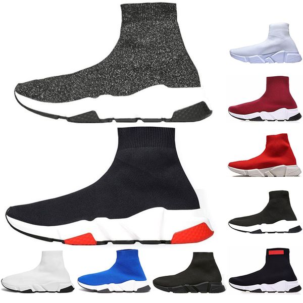 

высокое качество дизайнер повседневная обувь носок скорость тренер черный красный тройной черный мода марка носки сапоги дышащий спортивный