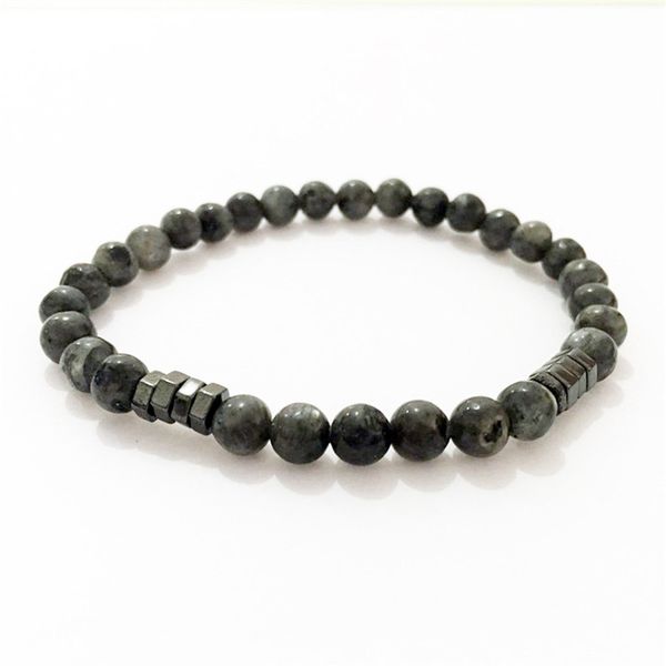 

new arrival fashion bracelet men simple 6mm stone bead bracelets classic charm erkek bileklik pulseras hombre jewelry, Black