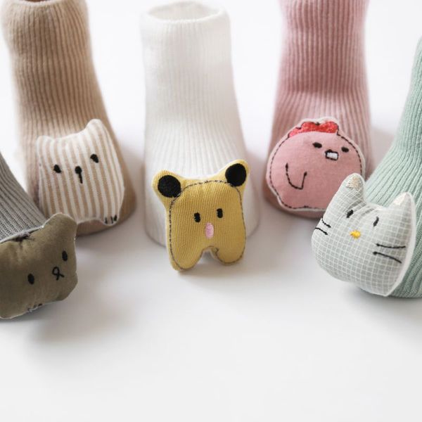 

baby socks floor non-slip cotton cartoon doll socks warm baby adorable girls boys soft cute boots, Pink;yellow