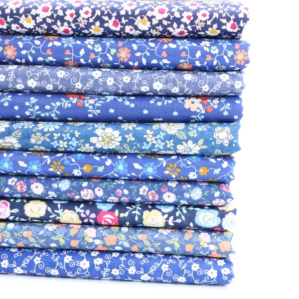 

cotton fabric blue flower diy sewing handmade quilting patchwork cloth tilda baby dress home textile material tecido tissus, Black;white