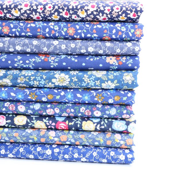 

cotton fabric blue flower diy sewing handmade quilting patchwork cloth tilda baby dress home textile material tecido tissus, Black;white