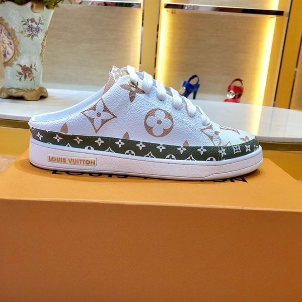 

Newest Brand fashion luxury designer women flip flops superstars Print real leather Half slipper Classic casual shoes high quality