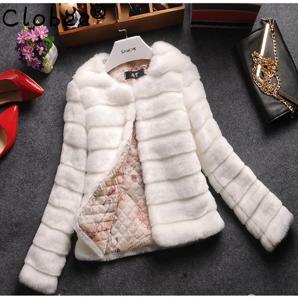 

women winter retro faux fur coat lady high vintage big furry long sleeve mori short design jacket white black outwear