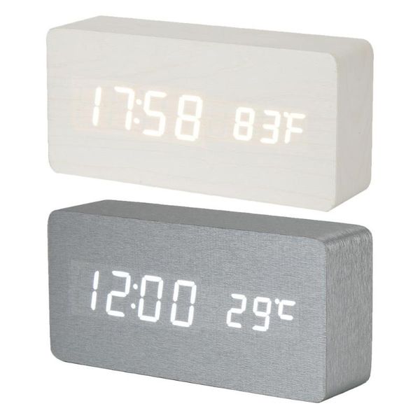 

rectangle smart voice control electronic snooze clock deskalarm clock