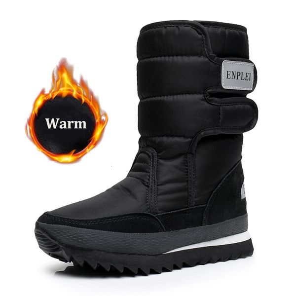 

women snow boots men platform winter boots women waterproof non-slip winter shoes fur plush hook loop ankle big size 35-46