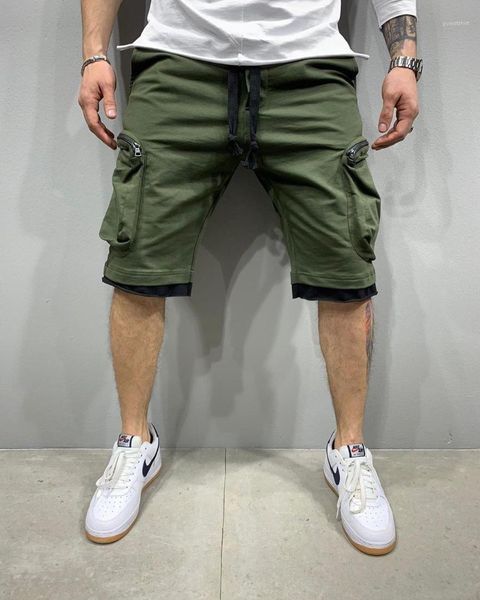 

designer shorts summer casual drawstring sport pants fashion multi pocket knee length trousers mens hip hop, White;black