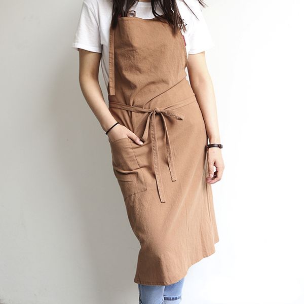 

pure cotton apron casual craft cooking house shop painters workwear long pocket