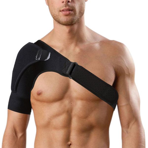 

adjustable left/right shoulder support bandage protector brace joint pain injury shoulder strap tennis sport training equipment, Black;blue