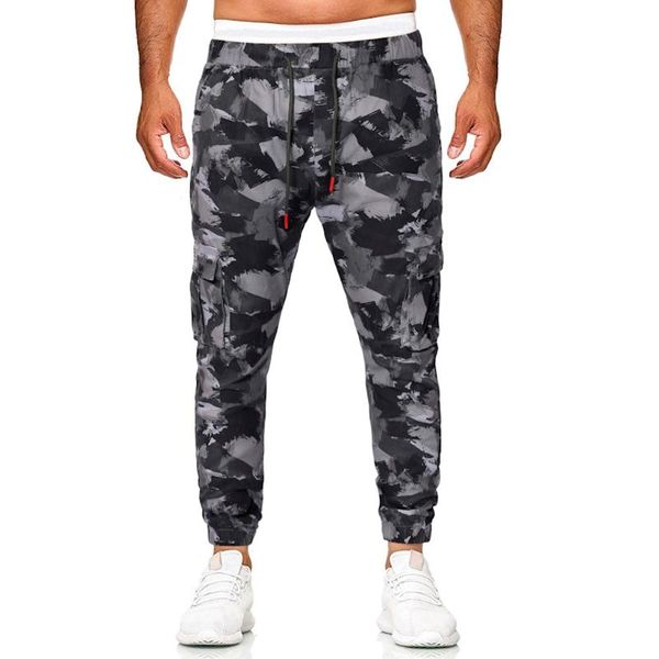 

2019 gyms camouflage pants men elastic waist joggers sweatpants fitness slimming bodybuilding workout sweat trouser camo 8.29, Black