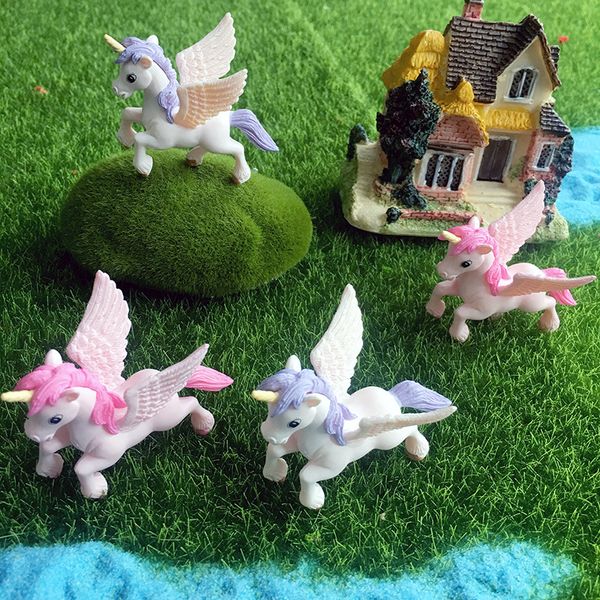 

novelty cute pegasus unicorn miniatures figurines fairy garden ornaments craft micro landscape diy home decoration accessories